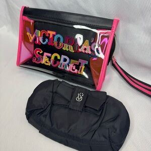 Victoria Secret - Two Cosmetics Bag (clear/pink/black & small black)
